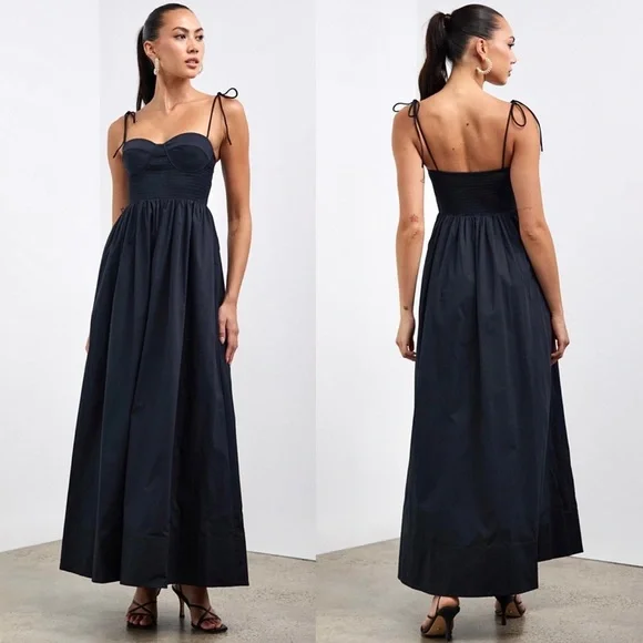 🌺🎉HP🎉🌺 NWT Staud Landry Maxi Dress Black - Picture 4 of 16